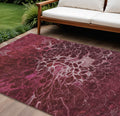 8' X 10' Merlot Blush And Gray Abstract Washable Indoor Outdoor Area Rug
