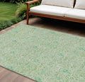 9' X 12' Sage And Artichoke Green Floral Washable Indoor Outdoor Area Rug