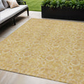 5' X 8' Gold And Wheat Floral Washable Indoor Outdoor Area Rug