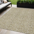 5' X 8' Beige Taupe And Brown Floral Washable Indoor Outdoor Area Rug