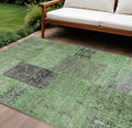 8' X 10' Green And Olive Green Patchwork Washable Indoor Outdoor Area Rug