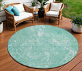 8' Teal Blue Aqua And Green Round Abstract Washable Indoor Outdoor Area Rug