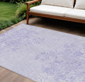 10' X 14' Lilac Purple And Ivory Floral Washable Indoor Outdoor Area Rug
