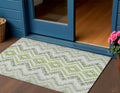 3' X 5' Green Ivory And Gray Geometric Washable Indoor Outdoor Area Rug