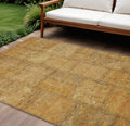 10' X 14' Peach Gray And Charcoal Patchwork Washable Indoor Outdoor Area Rug