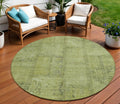 8' Fern Green And Artichoke Green Round Patchwork Washable Indoor Outdoor Area Rug
