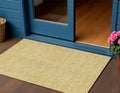 3' X 5' Gold And Ivory Floral Washable Indoor Outdoor Area Rug
