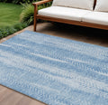 10' X 14' Sky Blue And Denim Blue Botanical Leaves Washable Indoor Outdoor Area Rug