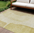 10' X 14' Gold Wheat And Beige Abstract Washable Indoor Outdoor Area Rug