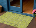 3' X 5' Artichoke Green And Fern Green Oriental Washable Indoor Outdoor Area Rug