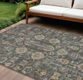 10' X 14' Gray Silver And Beige Oriental Washable Indoor Outdoor Area Rug