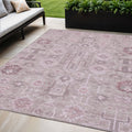 5' X 8' Pink Mauve And Blush Oriental Washable Indoor Outdoor Area Rug