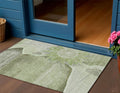 3' X 5' Artichoke Green And Gray Floral Washable Indoor Outdoor Area Rug