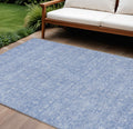 8' X 10' Sky Blue And Ivory Floral Washable Indoor Outdoor Area Rug