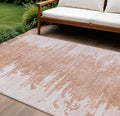 10' X 14' Terra Cotta Salmon And Copper Abstract Washable Indoor Outdoor Area Rug