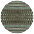 8' Brown Green And Olive Green Round Tribal Washable Indoor Outdoor Area Rug
