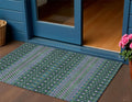 3' X 5' Green Blue And Purple Tribal Washable Indoor Outdoor Area Rug