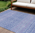 8' X 10' Sky Blue Purple And Ivory Tribal Washable Indoor Outdoor Area Rug
