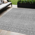 5' X 8' Silver Gray And Ivory Tribal Washable Indoor Outdoor Area Rug