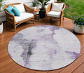 8' Purple Lavender And Gray Round Abstract Washable Indoor Outdoor Area Rug