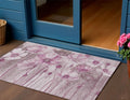 3' X 5' Plum Mauve And Pink Floral Washable Indoor Outdoor Area Rug