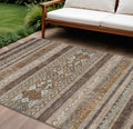 10' X 14' Chocolate And Gray Southwestern Washable Indoor Outdoor Area Rug
