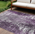 8' X 10' Eggplant Purple And Lavender Abstract Washable Indoor Outdoor Area Rug