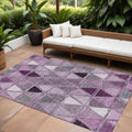 8' X 10' Merlot Purple And Lavender Geometric Washable Indoor Outdoor Area Rug
