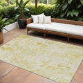 10' X 14' Gold Wheat And Ivory Floral Washable Indoor Outdoor Area Rug
