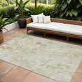10' X 14' Khaki Beige And Tan Floral Washable Indoor Outdoor Area Rug