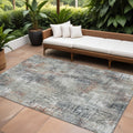 8' X 10' Taupe Gray And Copper Abstract Washable Indoor Outdoor Area Rug