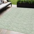 5' X 8' Mint Green Artichoke Green And Ivory Geometric Washable Indoor Outdoor Area Rug