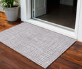 3' X 5' Lilac Purple And Ivory Striped Washable Indoor Outdoor Area Rug