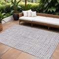 8' X 10' Lilac Purple And Ivory Striped Washable Indoor Outdoor Area Rug