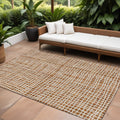 8' X 10' Orange Beige And Copper Striped Washable Indoor Outdoor Area Rug