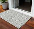 3' X 5' Graphite Gray And Silver Geometric Washable Indoor Outdoor Area Rug