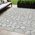5' X 8' Graphite Gray And Silver Geometric Washable Indoor Outdoor Area Rug