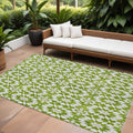 8' X 10' Lime Green Ivory And Beige Floral Medallion Washable Indoor Outdoor Area Rug