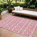 10' X 14' Pink Ivory And Orange Floral Medallion Washable Indoor Outdoor Area Rug