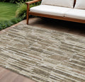 8' X 10' Brown And Taupe Abstract Washable Indoor Outdoor Area Rug