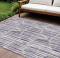 8' X 10' Purple Ivory And Lavender Abstract Washable Indoor Outdoor Area Rug