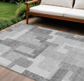8' X 10' Silver And Charcoal Abstract Washable Indoor Outdoor Area Rug