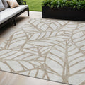 5' X 8' Beige And Brown Floral Washable Indoor Outdoor Area Rug