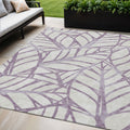5' X 8' Purple Lavender And Beige Floral Washable Indoor Outdoor Area Rug