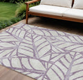 8' X 10' Purple Lavender And Beige Floral Washable Indoor Outdoor Area Rug