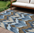10' X 14' Denim Blue And Sky Blue Ikat Washable Indoor Outdoor Area Rug