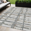 5' X 8' Silver Taupe And Gray Striped Washable Indoor Outdoor Area Rug