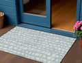 3' X 5' Sky Blue And Ivory Abstract Washable Indoor Outdoor Area Rug