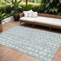 9' X 12' Sky Blue And Ivory Abstract Washable Indoor Outdoor Area Rug