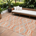 8' X 10' Peach Orange And Gray Abstract Washable Indoor Outdoor Area Rug